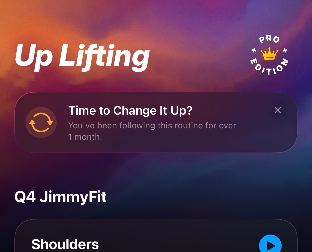 Up Lifting Change It Up - Plateau detection and exercise rotation reminders