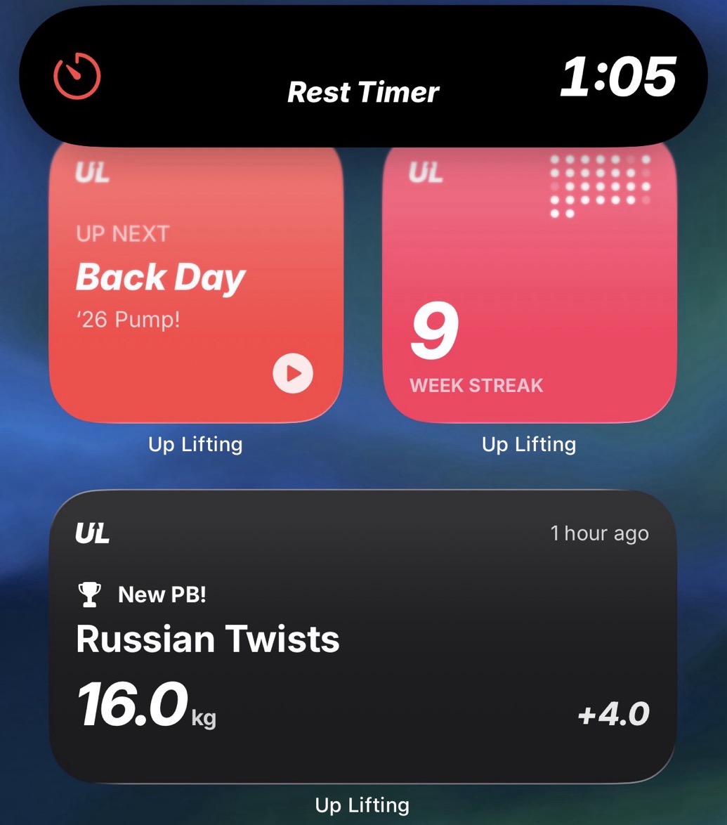 Up Lifting Live Activities - Track rest timers and progress from your Lock Screen